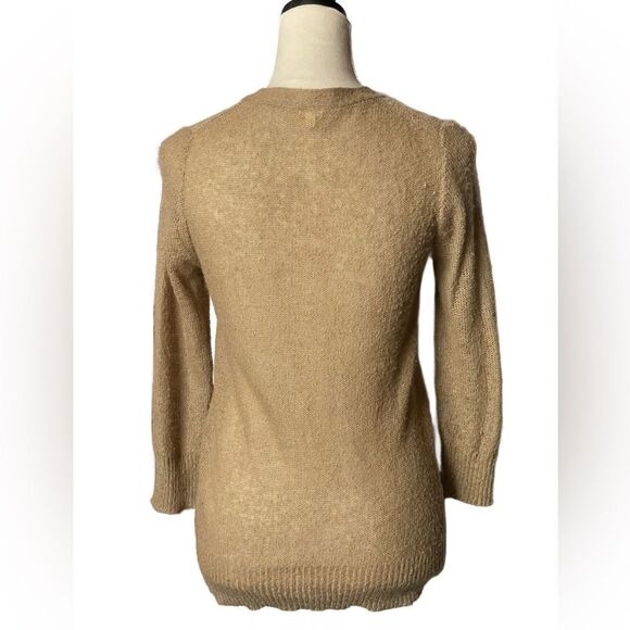 J. Crew Tan V-Neck Cardigan w/Snap Buttons Down the Center *Wool* (Small) - Picture 6 of 11